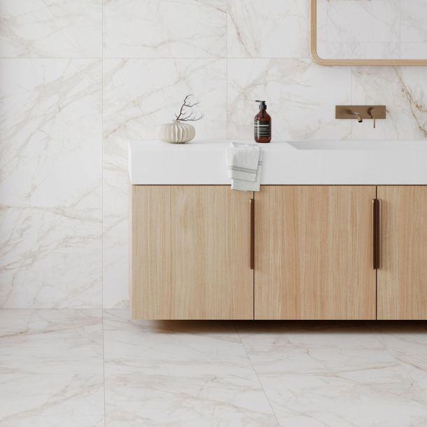 green and white marble porcelain effect kitchen floor and wall tiles