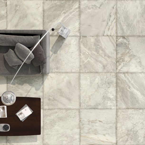 porcelain floor tiles in a natural marble effect