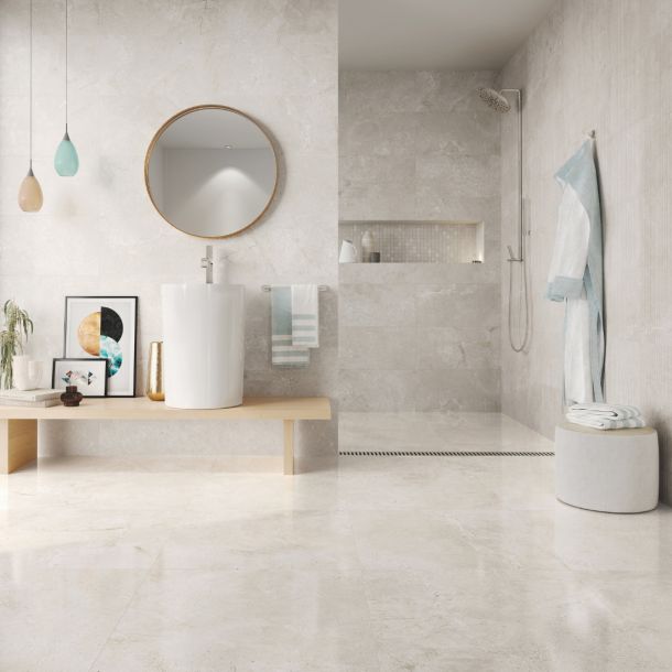 stone effect floor and wall tiles