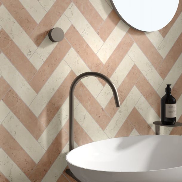 veined white metro tiles 