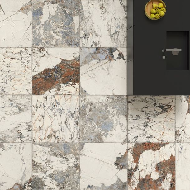 porcelain floor tiles in a natural marble effect