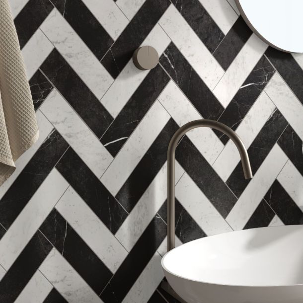 veined white metro tiles 