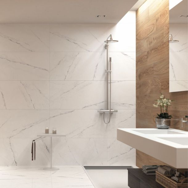 green and white marble porcelain effect kitchen floor and wall tiles