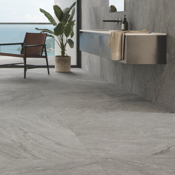 stone effect porcelain floor tiles in a natural colour palette