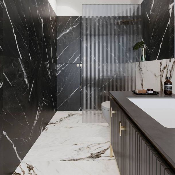 green and white marble porcelain effect kitchen floor and wall tiles
