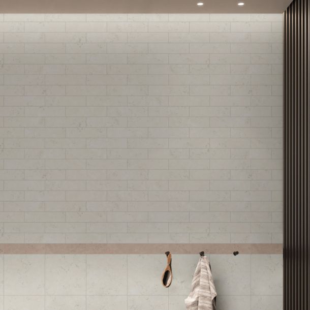 veined white metro tiles 