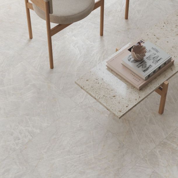 marble effect porcelain floor tiles in neutral warm veining
