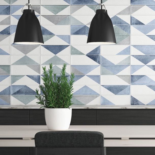 veined white metro tiles 